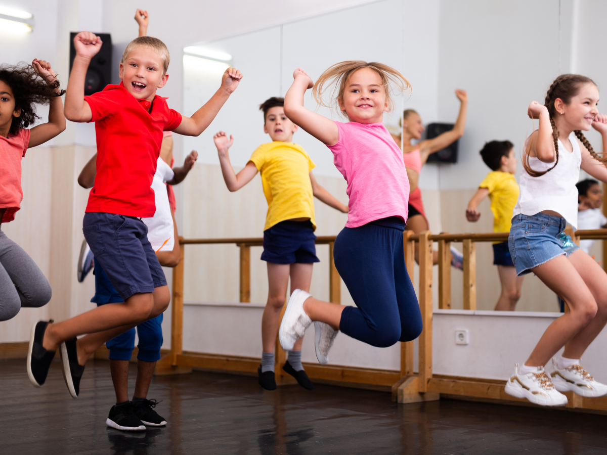 Children dancing in dance studio